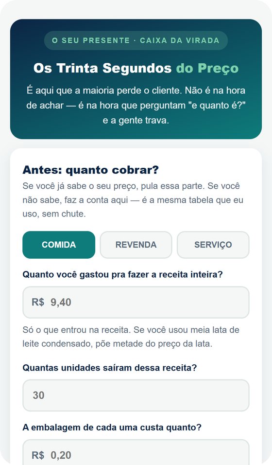 Tela dos Trinta Segundos do Preço