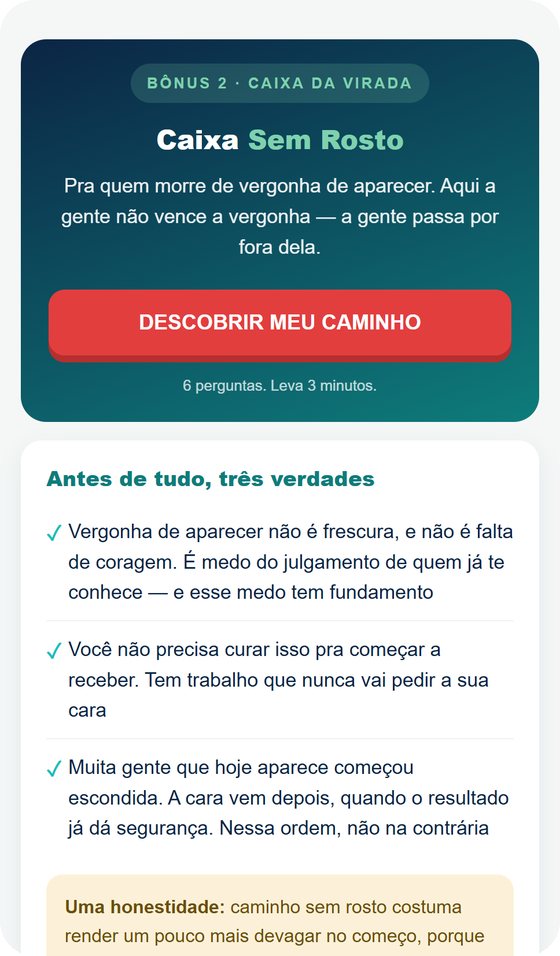 Tela da Caixa Sem Rosto